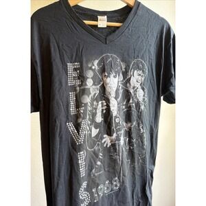 Elvis Presley 1968 Comeback Special V-Neck T Shirt Black Size Medium